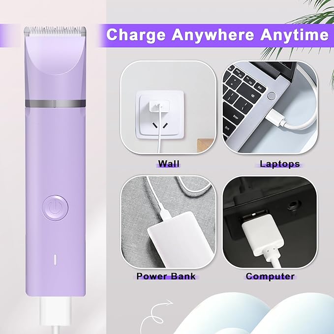 Veeconn Dog Grooming Clippers Kit-Electric Rechargeable Cat Trimmer Tools-Cordless Quiet Pet Nail Paw Grinder-4 in 1 Multifunctional Low Noise Shaver-Razor for feet Face Ears Toenail Eye