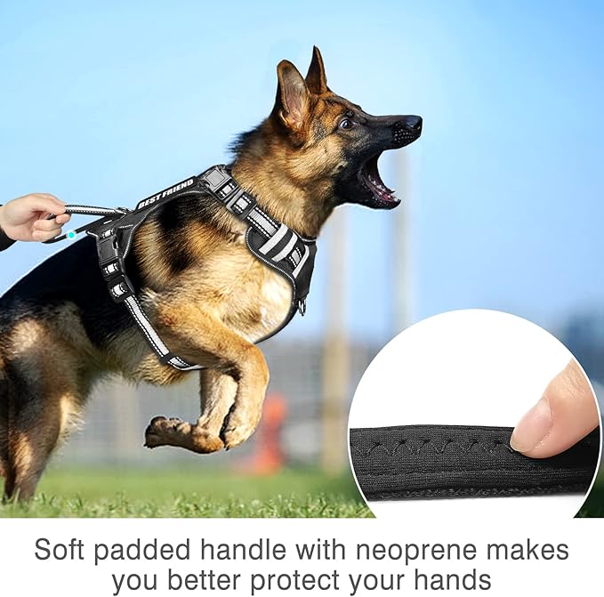WINSEE Service Dog Vest No Pull Dog Harness with 7 Dog Patches, Reflective Pet Harness with Durable Soft Padded Handle for Training Small, Medium, Large, and Extra-Large Dogs