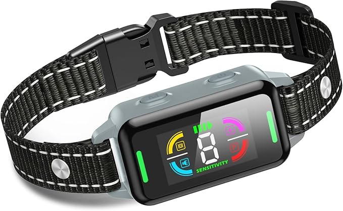 Bark Collars, Dog Bark Collar for Large Medium Small Dogs, Rechargeable Anti Bark Collar with 4 Barking Training Modes & 8 Level Sensitivity Adjustable Beep Vibration