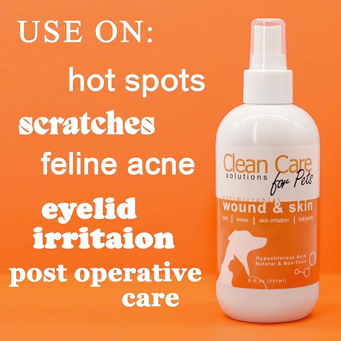 Hypochlorous Acid Spray for Pets - Pet Wound and Skin Care - Non-Stinging, Natural Formula, Relieves Itching - 237ml