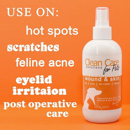 Hypochlorous Acid Spray for Pets - Pet Wound and Skin Care - Non-Stinging, Natural Formula, Relieves Itching - 237ml