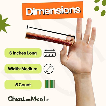 Bully Sticks for Dogs, (6 Inch, 5 Count), Dog Chew Toy for Aggresive Chewer, Long-Lasting, 100% Grass-Fed Beef Pizzle - Ideal for Medium and Large Dogs - Rawhide-Free