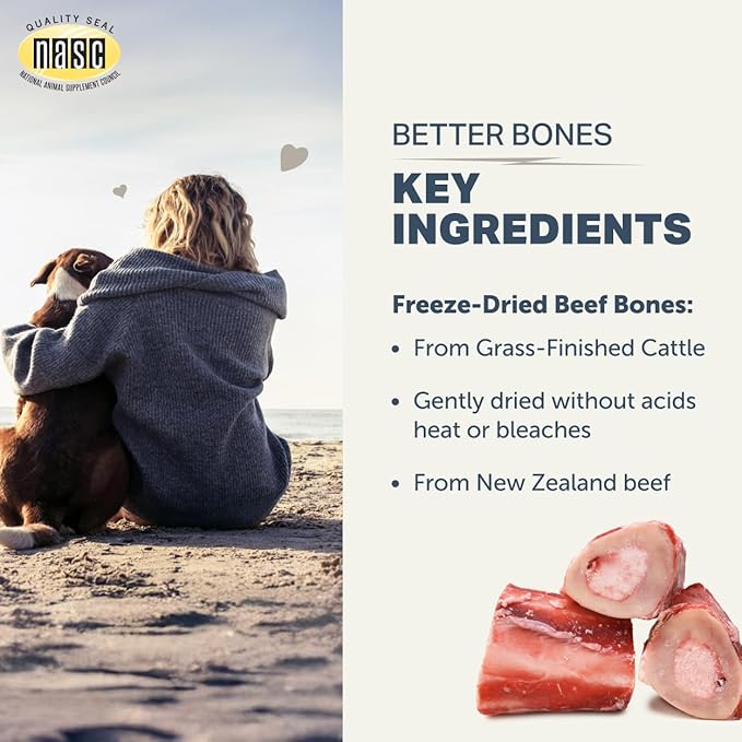 Four Leaf Rover Better Bones Bone Meal for Dogs - Dog Calcium Supplement for Healthy Joints, Teeth, & Bones - from 100% Grass-Fed New Zealand Beef Bone