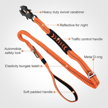 YSZYPETHE Heavy Duty Dog Leash, 4-6 Ft Shock Absorbing with Heavy-Duty Seatbelt Buckle & Dual Handles - No Bungee, for Medium to Large Dogs (Orange)