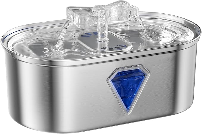 Cat Water Fountain, 3.5L Automatic Cat Fountains for Drinking with Double Water Outlet, Super Silent Pet Drinking Dispenser with Transparent Water Level for Cats, Dogs, Multiple Pets