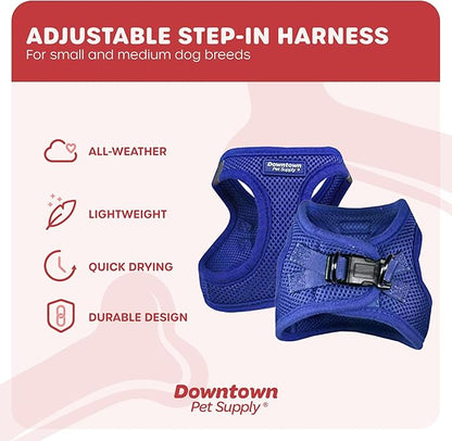 Downtown Pet Supply Step in Dog Harness No Pull, X-Large, Blue - Adjustable Harness with Padded Mesh Fabric and Reflective Trim - Buckle Strap Harness for Dogs