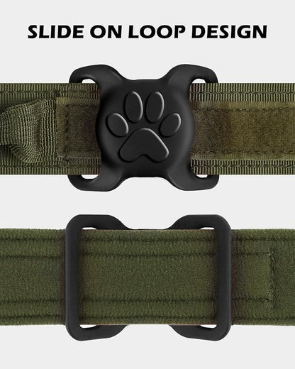 Dynmeow Dog Cat Collar Holder Compatible with Airtag, Anti-Lost Silcione Holder for 1.2 and 1.5 inch Wide Collar, Black, L(1 Pack)