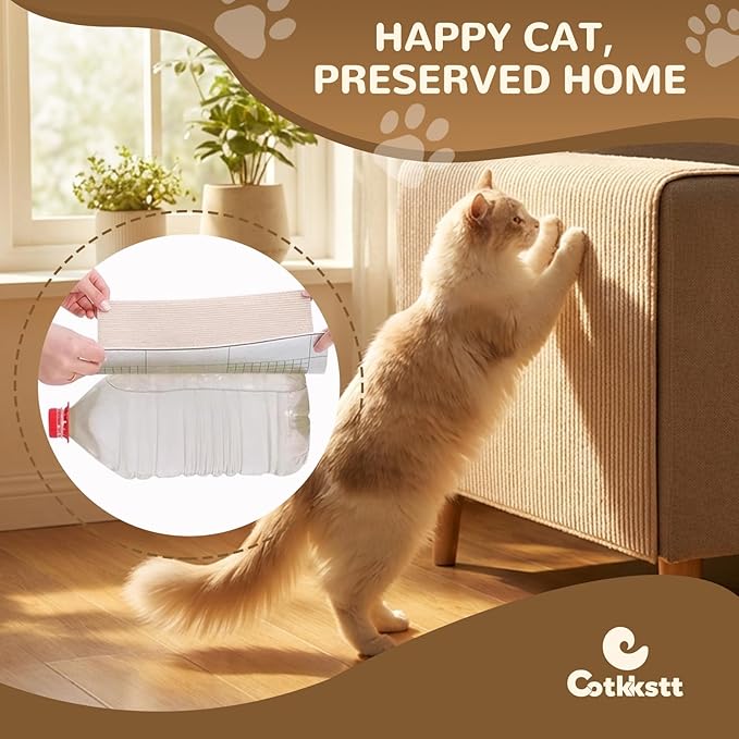 118Inch Cat Carpet Protector for Furniture Couch - Self Adhesive Cat Scratching Mat for Wall Door & Sofa - DIY Trimmable Scratcher Pad Material - Replacement Rug for Shelf Tree.