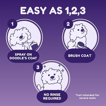 Dog Detangler Spray Dematting for Doodle - Natural Dog Leave in Conditioner Spray for Grooming and Mat Removal, Detangler Spray for Dogs Matted Hair, Puppy Poodle Detangler & Grooming