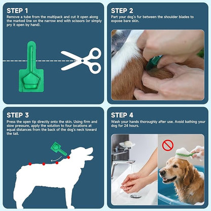 Flea and Tick Prevention for Dogs, 6 Months Supply Dog Flea and Tick Treatment Up to 45 to 88 Lbs, Waterproof Topical Flea Treatment for Large Dogs - Fast-Acting Flea, Tick, and Mosquito Repellent
