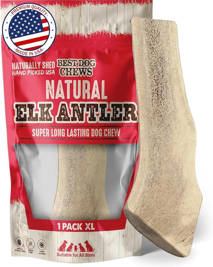 Best Dog Chews Elk Antlers for Dogs Large - Premium Natural Antler Dog Chew for Aggressive Chewers - Long-Lasting Deer Antler Chews - Ideal for Medium to Big Breed Dogs - Elk Bones and Antlers Durable