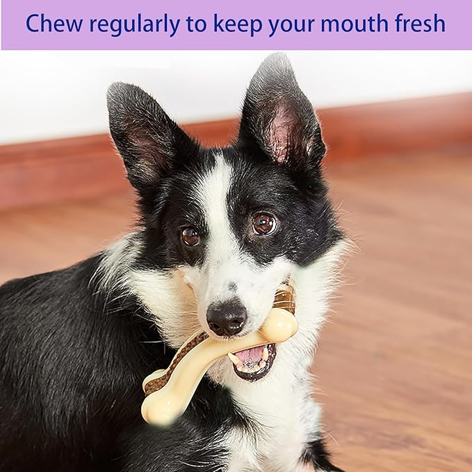 SPEREELER Dog Bones Chew Toys for Aggressive Chewers, 3 Pack Real Beef Flavor,Indestructible Dog Teething Chew Toys for Large/Medium/Small Breed,Tough Toy with Durable Nylon