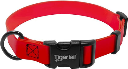 Tiger Tail Small Red Dog Collar | Waterproof and Odor-Proof for Active Pets | Durable, Anti-Mat, and Lightweight Design | Made with Premium Coated Nylon | Suitable for Small Breed Dogs
