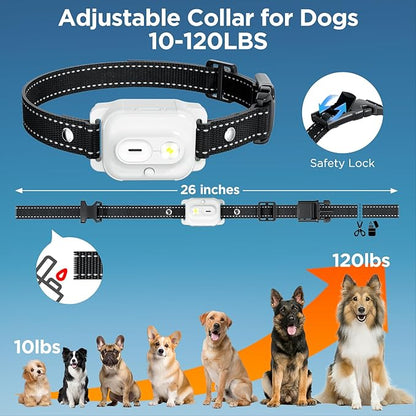 Dog Shock Collar, 3300ft Dog Training Collar with Remote, IPX7 Waterproof Rechargeable Sleek Modern Shock Collar for Small, Medium, Large Dogs with Beep, Vibration, Safety Shock, Light Mode, 8-120 lbs