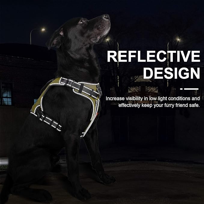 Fida Dog Harness, Multi-Functional No-Pull Pet Vest Harness with Saddle Bags Backpack, Front Leash Clip, Adjustable Soft Padded Reflective No-Choke Dog Vest Heavy Duty for Medium Dog, M, Yellow