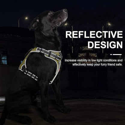 Fida Dog Harness, Multi-Functional No-Pull Pet Vest Harness with Saddle Bags Backpack, Front Leash Clip, Adjustable Soft Padded Reflective No-Choke Dog Vest Heavy Duty for Medium Dog, M, Yellow