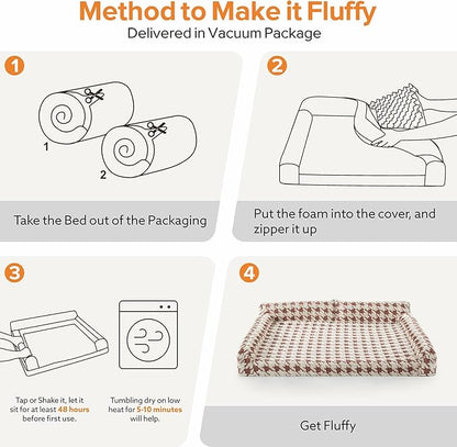 FURTIME Orthopedic Dog Bed Medium Size Dog, Medium Washable Memory Foam Pet Couch Bed with Removable Washable Cover, Non-Slip Bottom with Bolster Sides, Brown