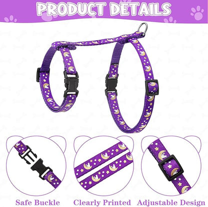 Guiqulai 2 Pack Cat Harness and Leash with Collar Set, Escape Proof Cat Harness Adjustable Kitten Harness Glow in The Dark for Small Medium Cats