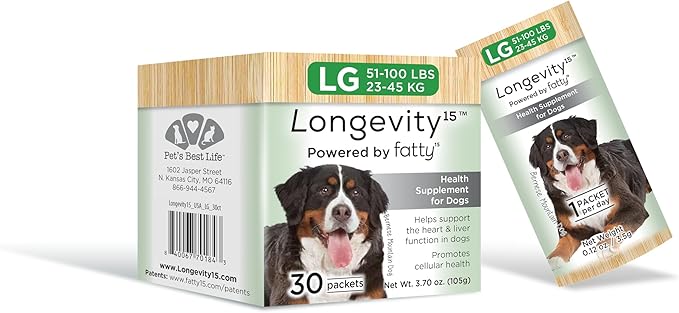 Yummy Combs Longevity15 – C15:0 – Fatty Acid Health Supplement for Dogs – Healthy Pet Supplies – for Large Dogs, 3 Pack