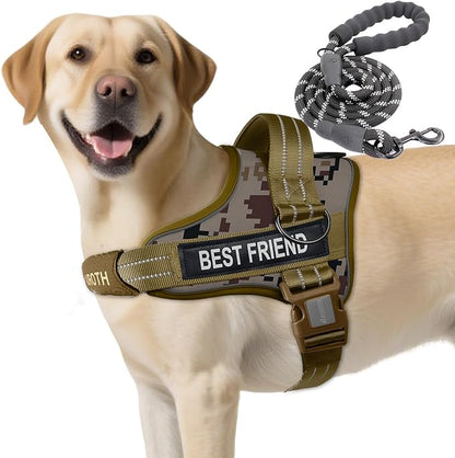 AUROTH Dog Harness and Leash Set, Soft Padded Dog Vest with 5.25FT Dog Leash, No Choke, Easy On Pet Vest, Adjustable Reflective No Pull Dog Harness for Large Dogs, Easy Walking and Training