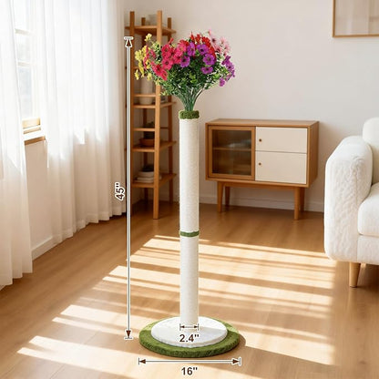 CWV 45" Tall Cat Scratching Post, Cute Violet Flower Cat Scratcher for Indoor Adult Cats & Kittens, Cat Tree Tower with Sturdy Base, Sisal Rope, Interactive Toys & Cat Gifts, Rascadores para Gatos
