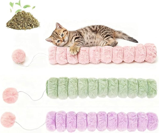 PATTEPOINT Cat Toy Pillows 3 Pack, Quiet Long Catnip Cat Kicker Toys for Indoor Cats, Interactive Kitten Toys, 14.6in/37cm