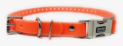 Sparky Pet Co - Apollo ECollar Replacement Strap - Dog Collar - Waterproof Biothane - Adjustable - Double Buckle - Quick Snap Metal Clasp - for Invisible Fence Systems - 3/4" x 28" (Neon Orange)