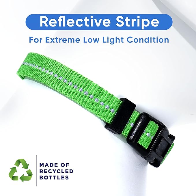 Pawtitas Recycled Dog Collar with Reflective Stitched Puppy Collar Made from Plastic Bottles Collected from Oceans Small Earth Green