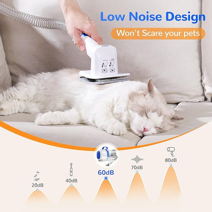 FUKUMARU Dog Grooming Vacuum & Pet Vacuum Grooming Kit, Pet Groom Tools for Dog Hair Shedding, 2L High-Capacity Cup, 6 Professional Tools with Dogs Nail Grinder and Cat Fur Clipper