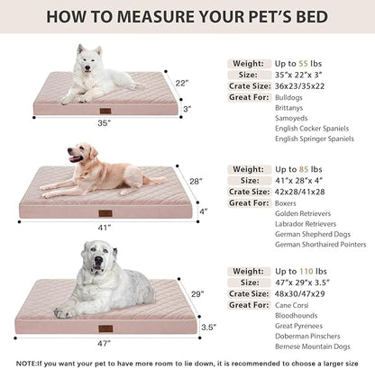 WNPETHOME Orthopedic XXL Dog Beds Large Sized Dog, Waterproof Extra Large Dogs Bed with Removable Washable Cover, Multi-Needle Quilting Dogs Crate Bed