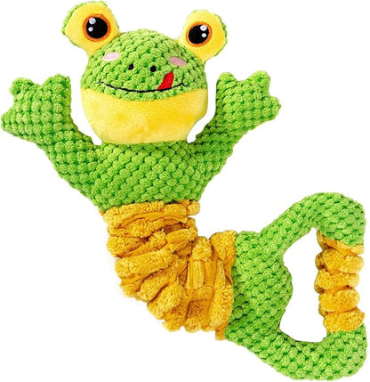 Sedioso Dog Tug Toy, Durable Dog Toys Large Breed, Tug of War Dog Squeaky Toy, Stuffed Plush Dog Toys with Crinkle Paper for Small, Middle, and Big Dogs(Tug of War Series, Frog)