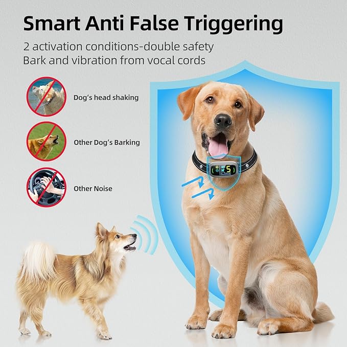 FAFAFROG Dog Bark Collar for Large Medium Small Dogs, Rechargeable Smart Bark Collar, Anti Barking Training Collar with 5 Adjustable Sensitivity Beep Vibration (Grey)