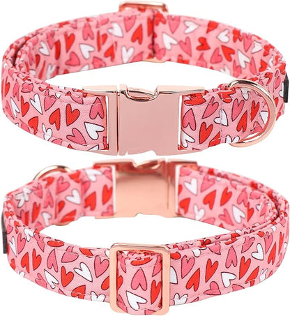 Lionet Paws Dog Collar with Bowtie, Sailor Bow, Metal Buckle, Adjustable, Small, Red, Pink, Detachable Stylish Bowtie, Fits Dog Neck 10-16 Inches