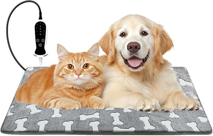 Quwzayail Extra Large Dog Heating Pad, Whelping Supplies Heated Dog Bed, 9 Gears and time Settings with Automatic Shut-Off,Chew Resistant Steel Cord (47.0" L x 30.0" W x 0.5" Th, Gray Pattern)