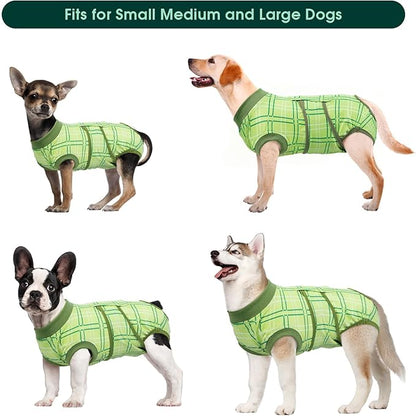 Kuoser Dog Recovery Suit for Female Male Dogs, Post-Surgery Bodysuit for Spay Neuter, Dog Onesie After Surgery, Anti-Licking Pet Surgical Recovery Suit, Green XL