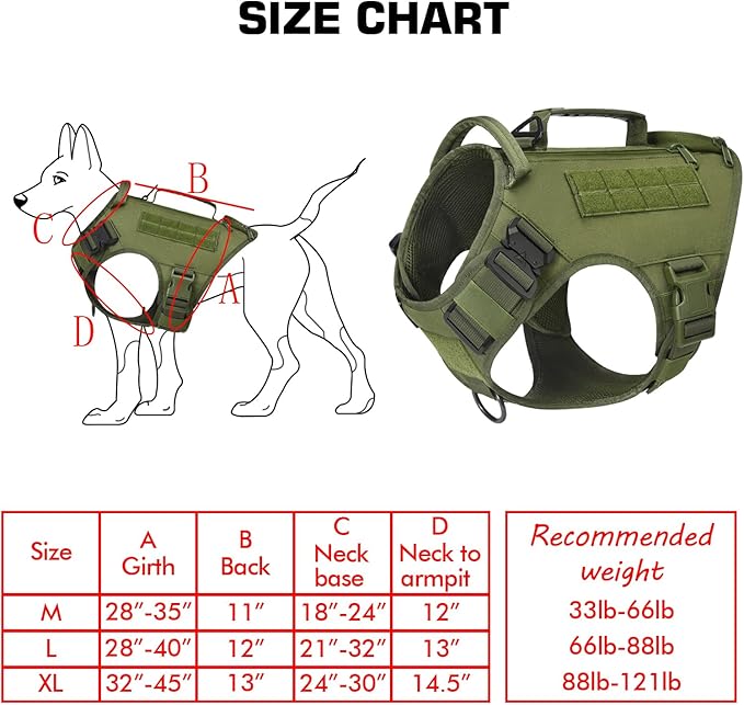 Tactical Dog Backpack Harness for Large Breed Original Design Metal Buckle Vest with Side Bags Pouches for Service Working Training (Green (with 2 Pouches), M)