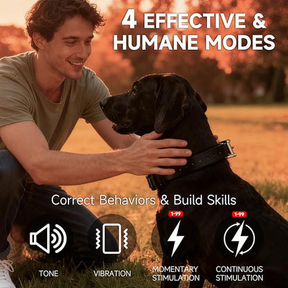 ABBIDOT Dog Shock Collar (10-120 lbs) - 5280 FT Dog Training Collar with Remote, IPX7 Waterproof with 4 Training Modes, Extended Battery Life, Multi-Mode Night Light, Rechargeable Electric Dog Collar