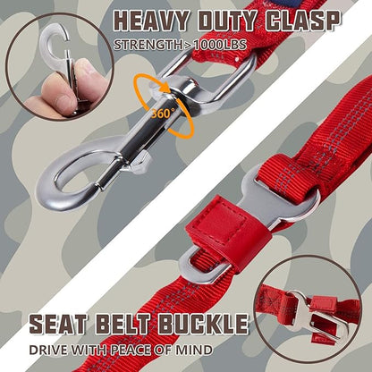 AUROTH Heavy Duty Bungee Dog Leash for Large Breeds - 6FT with 2 Padded Handles, Shock Absorption, No Pull Training, Red