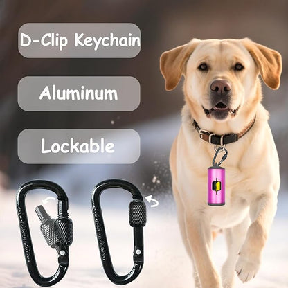 Metal Dog Poop Bag Holder 2-Pack w/Leash Clip|Durable Scratch-Resistant Aluminum|30 Bags+6 Accessories（Pink)