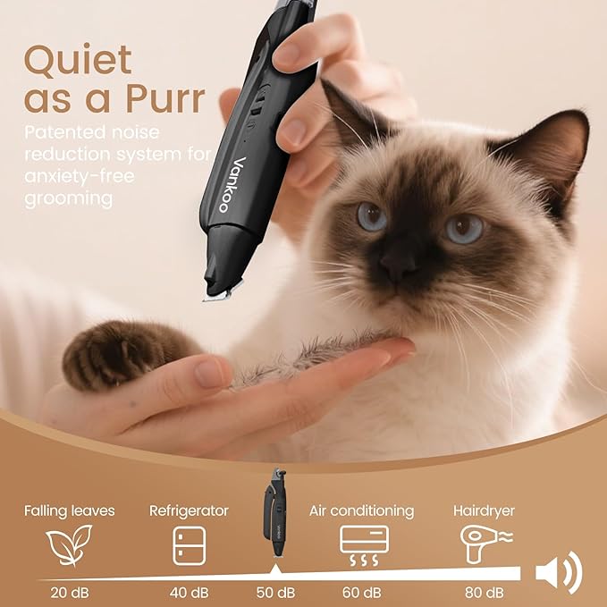 Vankoo 2 in 1 Dog Nail Clippers & Trimmers with LED Lights, Splash Guard - Pet Hair Trimmer for Around Paws, Ear, Eye,Face, Rump Rechargeable & IPX7 Waterproof Grooming Supplies for Cats, Dogs