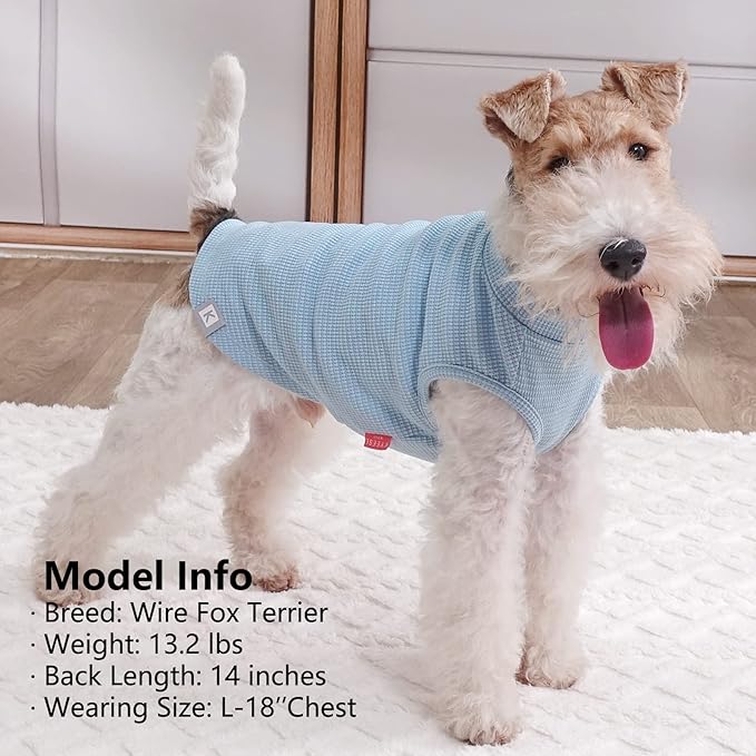 KYEESE 2Pack Dog Shirts Waffle for Small Dogs Stretchy Pet T-Shirts Lightweight Dog Tank Top Sleeveless Dogs Vest Breathable, X-Large, Blue+Grey