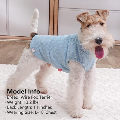 KYEESE 2Pack Dog Shirts Waffle for Small Dogs Stretchy T-Shirts Lightweight Tank Top Sleeveless Vest Breathable Cat Tee, Medium, Blue+Grey