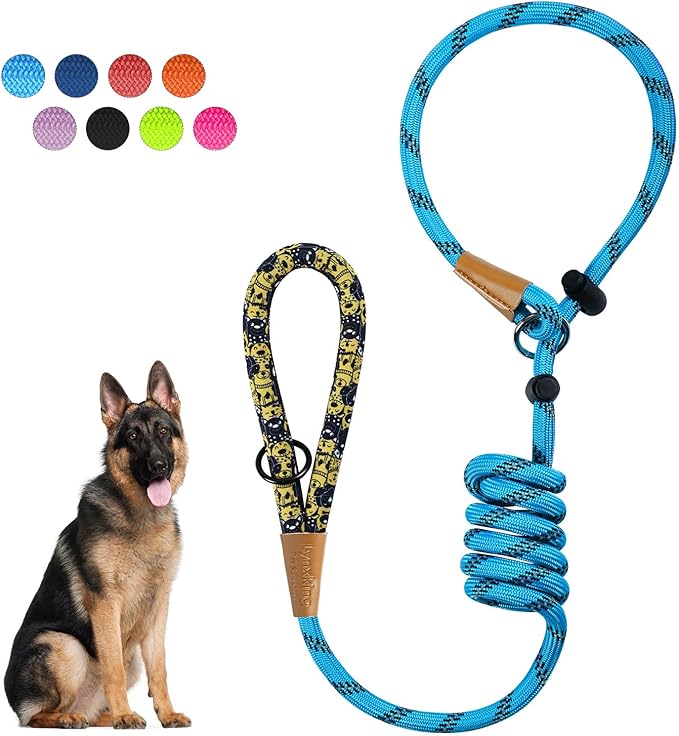 lynxking Slip Lead Dog Leash Reflective, Heavy Duty Comfortable Strong Rope for Large Medium Small Dogs No Pull Pet Training (Light Blue, 2PCS Large 1/2in x 6ft)