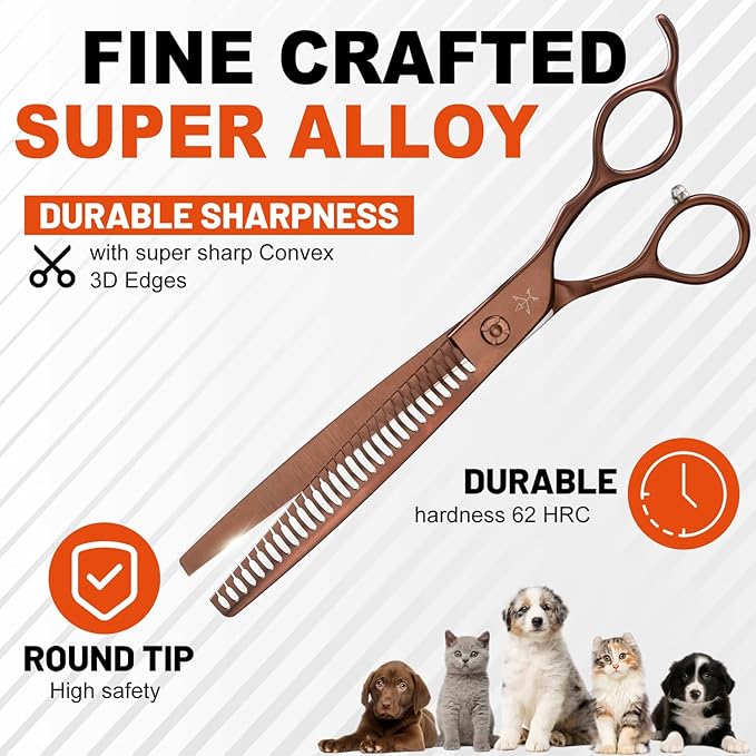 High-end Professional Dog Grooming Thinning Scissors Teeth Cutting Blending Shears Pet Texturizing Shears 7.5 Inch Extremely Very Sharp Stainless Steel Alloy For Cat Other Animals Groomer