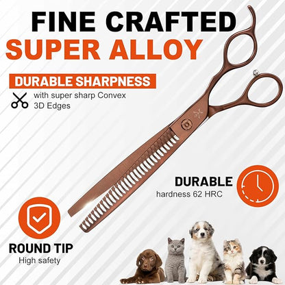 High-end Professional Dog Grooming Thinning Scissors Teeth Cutting Blending Shears Pet Texturizing Shears 7.5 Inch Extremely Very Sharp Stainless Steel Alloy For Cat Other Animals Groomer