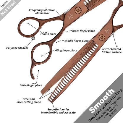 High-end Professional Dog Grooming Thinning Scissors Teeth Cutting Blending Shears Pet Texturizing Shears 7.5 Inch Extremely Very Sharp Stainless Steel Alloy For Cat Other Animals Groomer