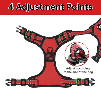 NESTROAD No Pull Dog Harness,Adjustable Oxford Dog Vest Harness with Leash,Reflective No-Choke Pet Harness with Easy Control Soft Handle for Small Dogs(Small,Red)
