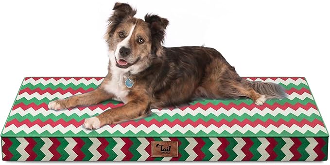 Tail Stories Orthopedic Dog Bed for Large Dogs, Big Waterproof Dog Bed Washable Pet Bed for Large Sized Dogs with Egg Crate Foam Pet Bed Mat, Removable Oxford Cooling Cover, Stripe