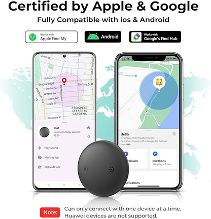 1 Pack GPS Cat Tracker Collar(iOS & Android), Bluetooth Mini GPS Dog Tracker, Smart Pet Activity Tracker, No Monthly Fee, Work with Apple Find My & Google Find Hub, Finder Tag for Pets,Items