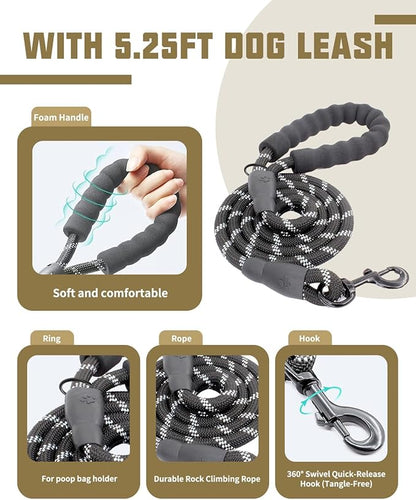 AUROTH Dog Harness and Leash Set, Soft Padded Dog Vest with 5.25FT Dog Leash, No Choke, Easy On Pet Vest, Adjustable Reflective No Pull Dog Harness for Large Dogs, Easy Walking and Training